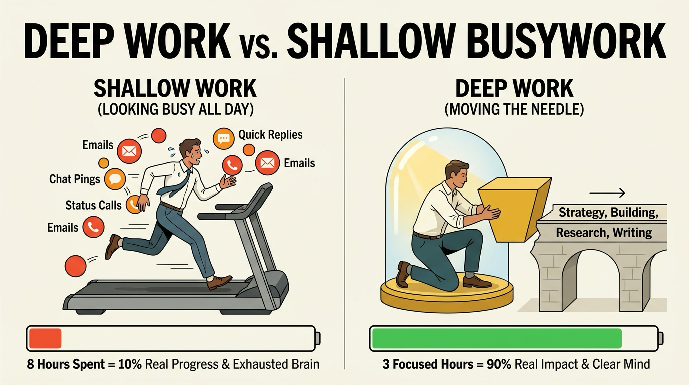 Deep Work vs Shallow Busywork Visual Breakdown