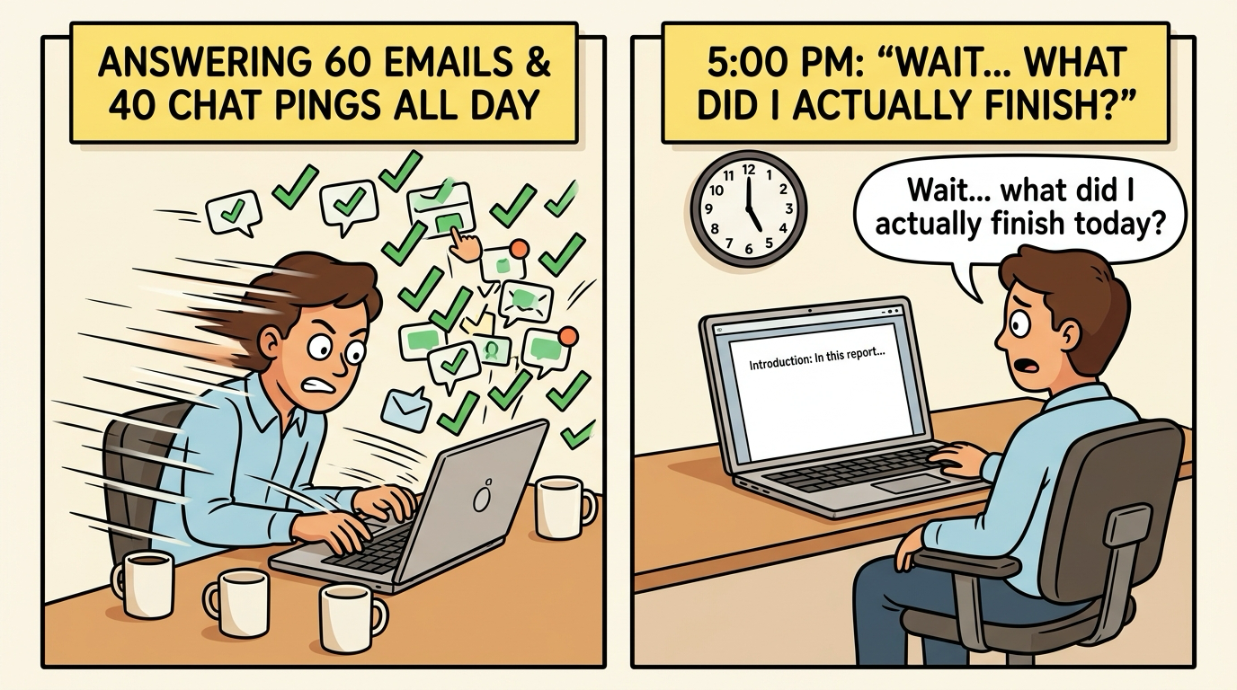 Answering 60 Emails and 40 Chat Pings All Day vs 5:00 PM Wait What Did I Actually Finish